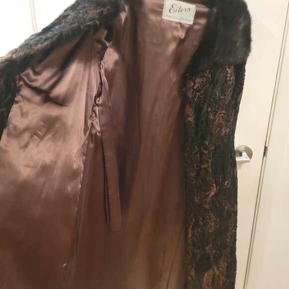 VINTAGE RARE BLACK & BROWN PERSIAN LAMB COAT EILERS MASTER FURRIERS OF DAKOTAS - Picture 5 of 5